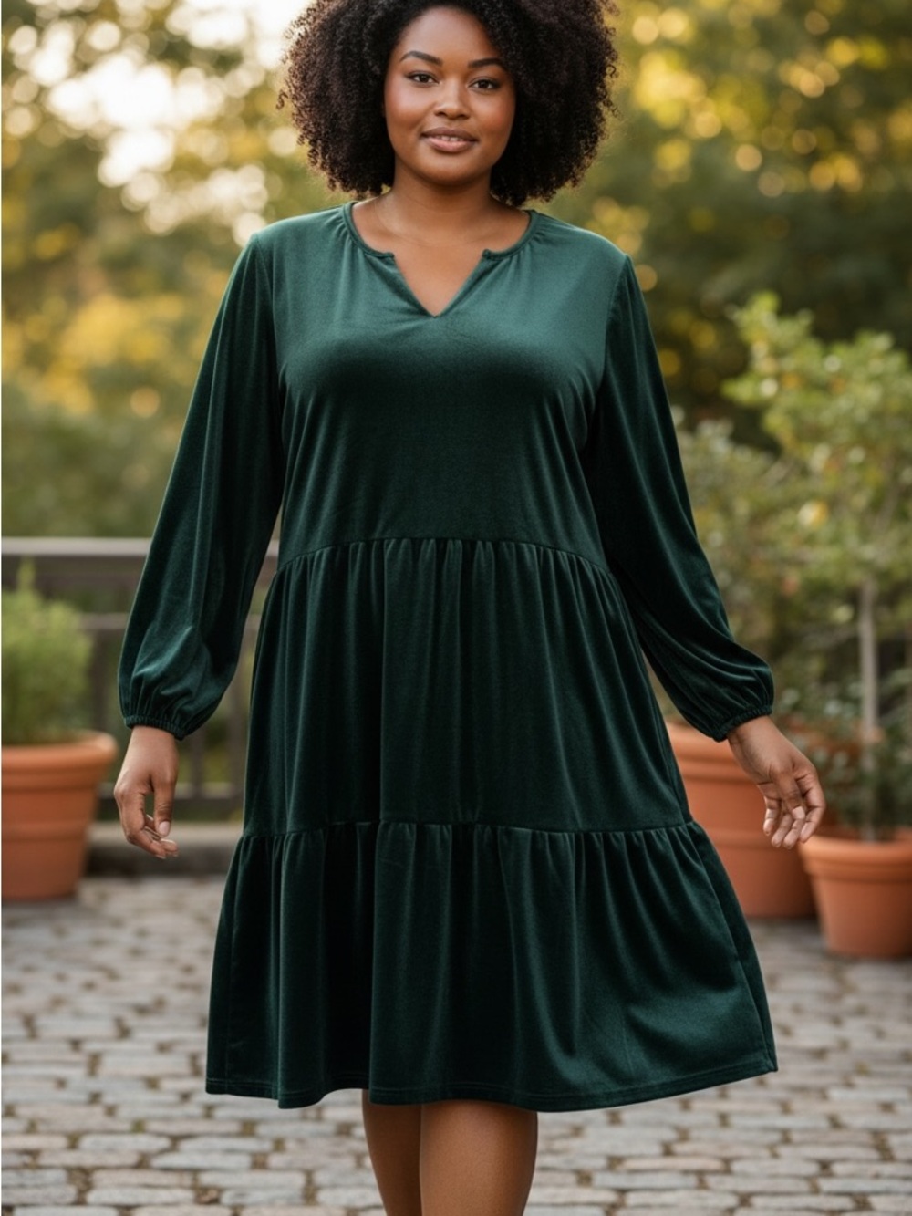 GAP Tropic Green Velvet Tiered Dress SOLD OUT